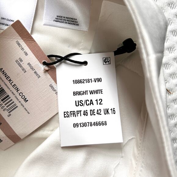 Anne Klein Straight Wide Leg Pants 12 White NWT Trousers Academia Career - Picture 4 of 8